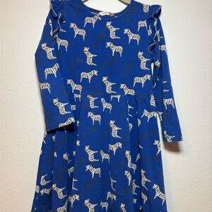 Stylish Blue Zebra Print Kids Dress